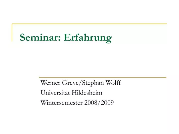 seminar erfahrung