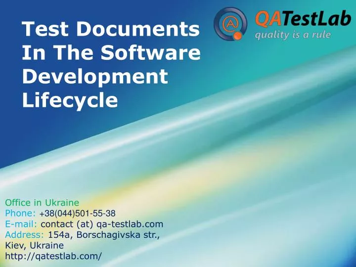 test documents in the software development lifecycle