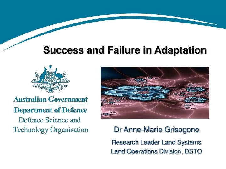 dr anne marie grisogono research leader land systems land operations division dsto