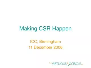 Making CSR Happen