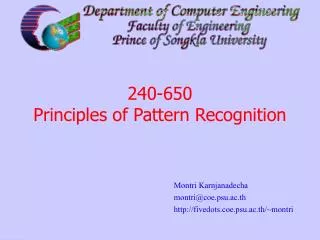 240-650 Principles of Pattern Recognition