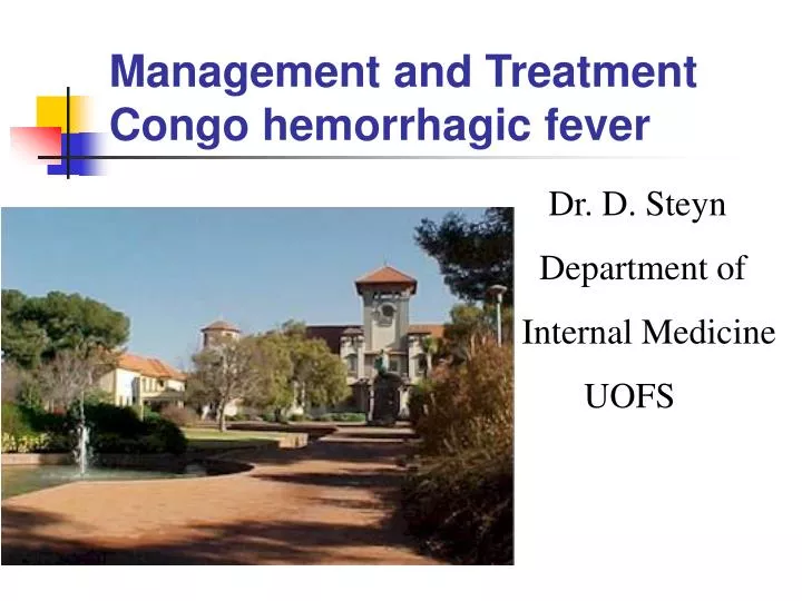management and treatment congo hemorrhagic fever
