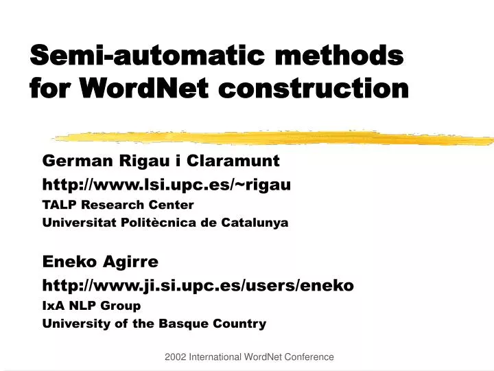 semi automatic methods for wordnet construction