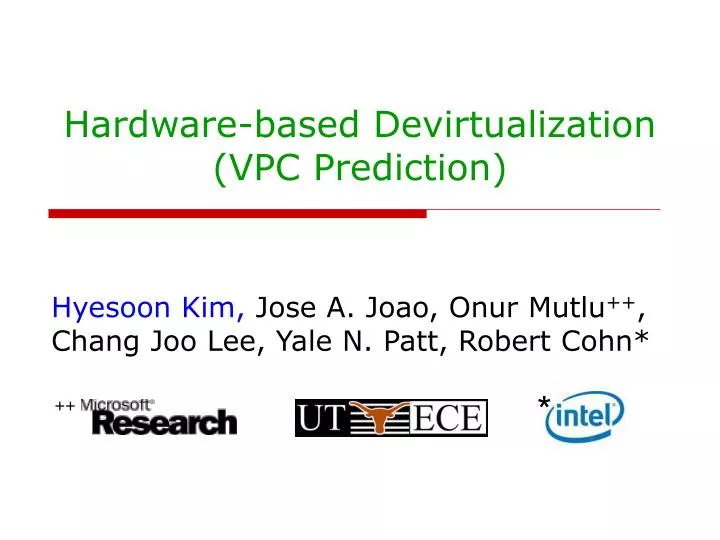 hardware based devirtualization vpc prediction