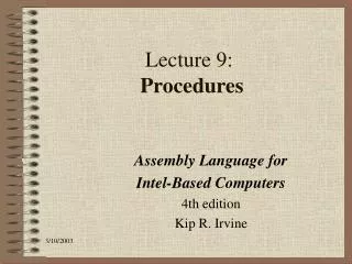 Lecture 9: Procedures