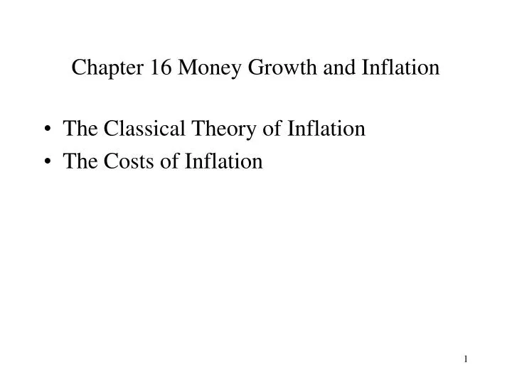 chapter 16 money growth and inflation