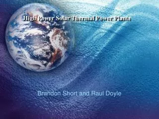 High Power Solar Thermal Power Plants