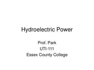 Hydroelectric Power