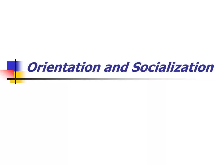 orientation and socialization