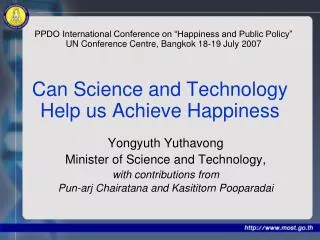 Can Science and Technology Help us Achieve Happiness