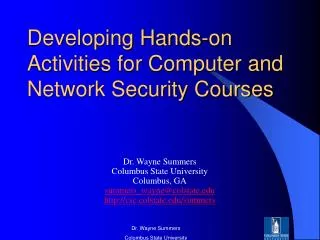 Developing Hands-on Activities for Computer and Network Security Courses