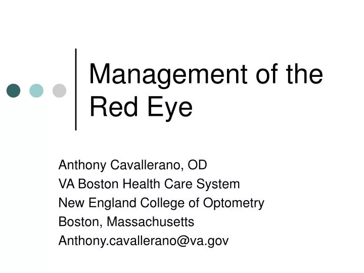 management of the red eye