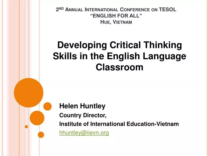2 nd annual international conference on tesol english for all hue vietnam