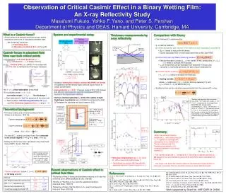 System and experimental setup Studied a wetting film of binary mixture MC/PFMC on Si(100) ,