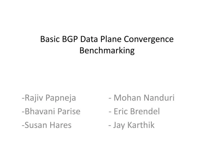 basic bgp data plane convergence benchmarking