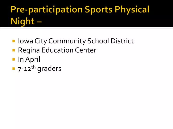 pre participation sports physical night