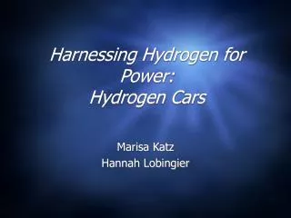 Harnessing Hydrogen for Power: Hydrogen Cars