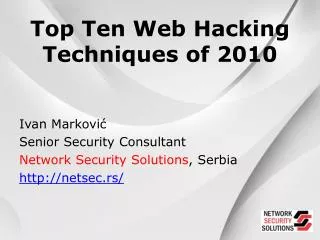 Top Ten Web Hacking Techniques of 2010