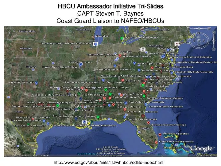 hbcu ambassador initiative tri slides capt steven t baynes coast guard liaison to nafeo hbcus