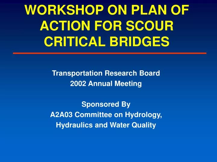 workshop on plan of action for scour critical bridges