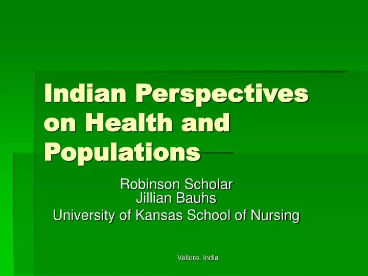 indian perspectives on health and populations