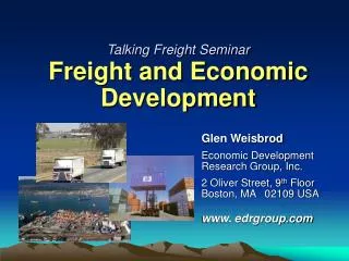 Talking Freight Seminar Freight and Economic Development