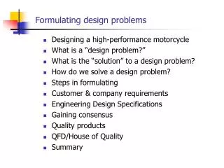 Formulating design problems