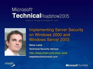 Implementing Server Security on Windows 2000 and Windows Server 2003
