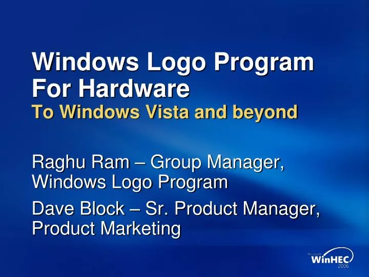 windows logo program for hardware to windows vista and beyond