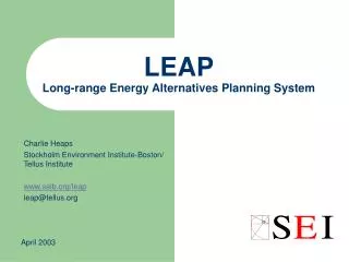 LEAP Long-range Energy Alternatives Planning System