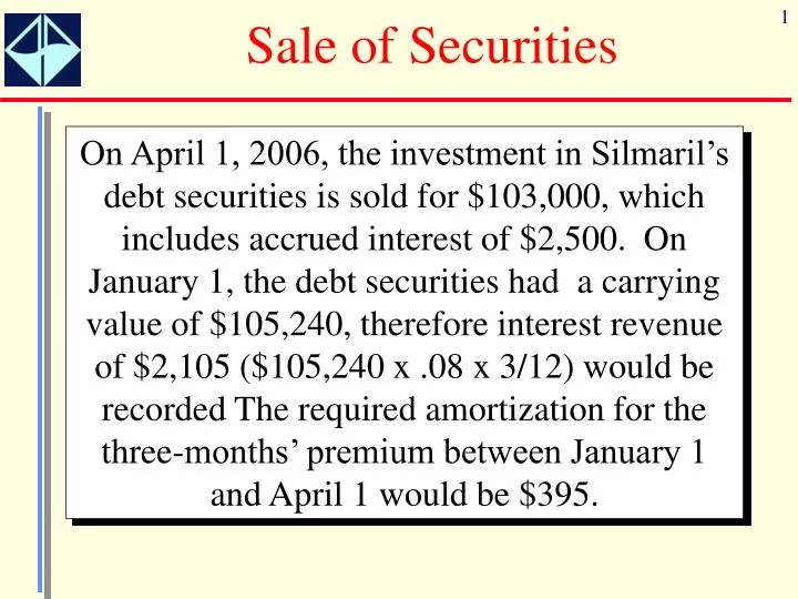 sale of securities