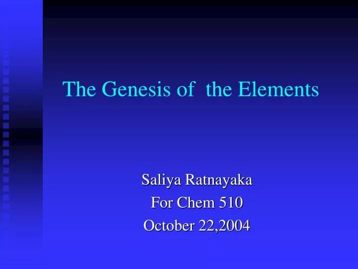 the genesis of the elements