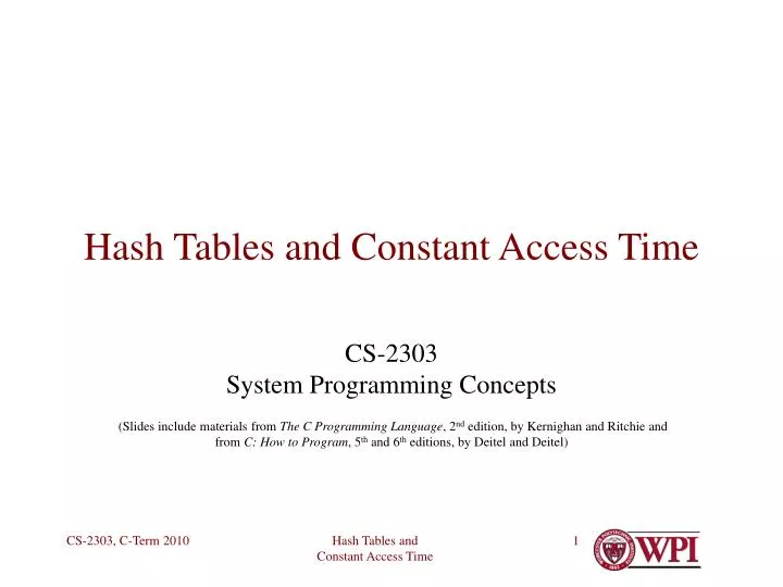 hash tables and constant access time