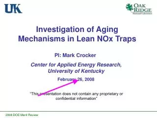 Investigation of Aging Mechanisms in Lean NOx Traps