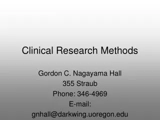 Clinical Research Methods
