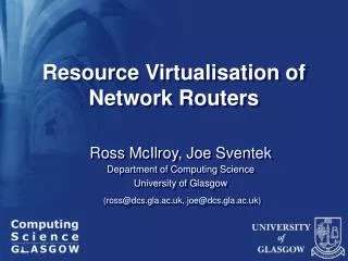 Resource Virtualisation of Network Routers