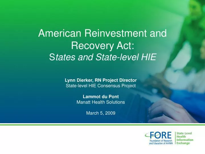 american reinvestment and recovery act s tates and state level hie