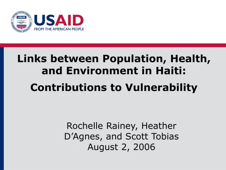 links between population health and environment in haiti contributions to vulnerability