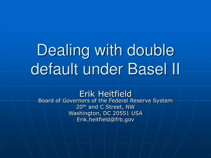 dealing with double default under basel ii