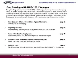 Cap Sewing with HCS-1201 Voyager