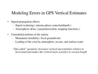 Modeling Errors in GPS Vertical Estimates