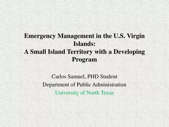 emergency management in the u s virgin islands a small island territory with a developing program