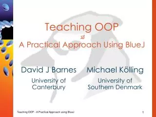 Teaching OOP  A Practical Approach Using BlueJ