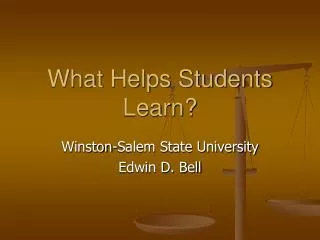 What Helps Students Learn?