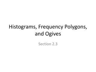 Histograms, Frequency Polygons, and Ogives
