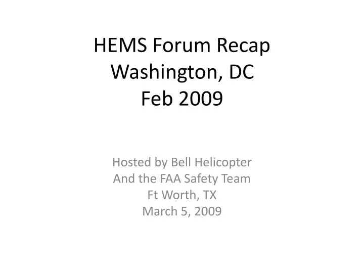hems forum recap washington dc feb 2009