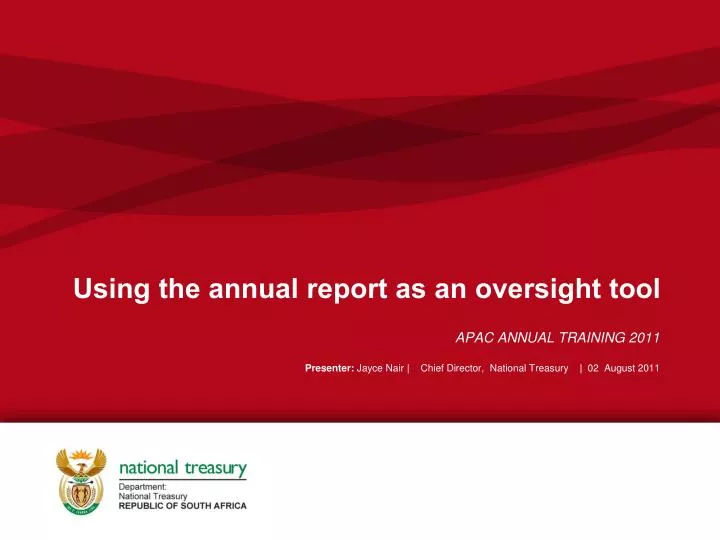 using the annual report as an oversight tool