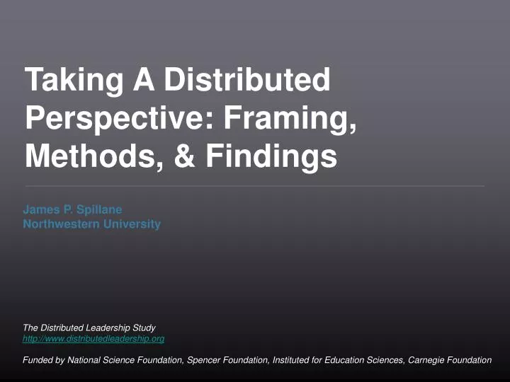 taking a distributed perspective framing methods findings