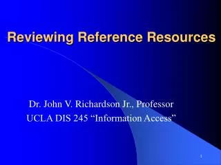 Reviewing Reference Resources