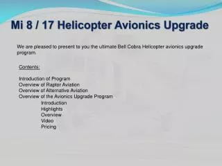 Mi 8 / 17 Helicopter Avionics Upgrade